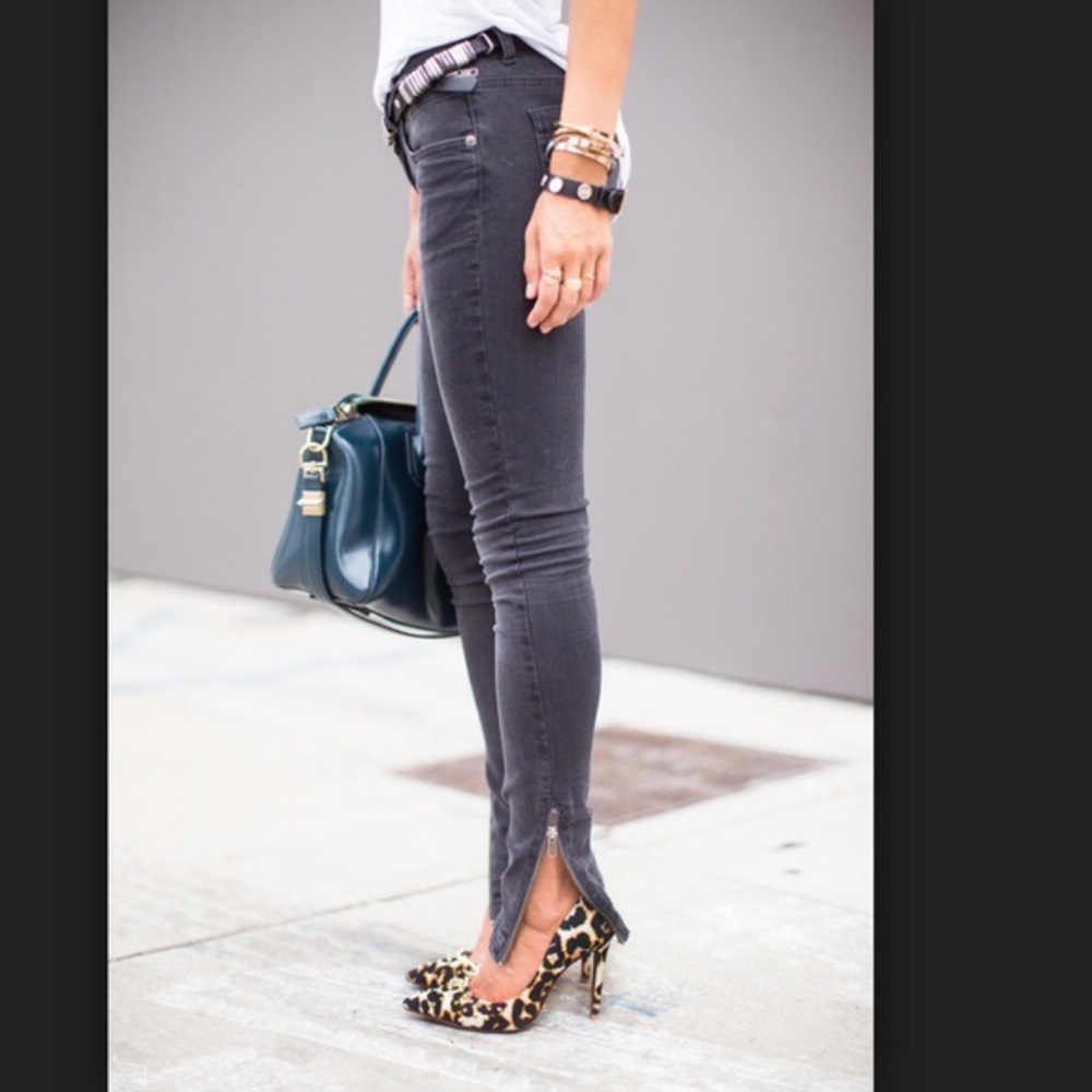 Anine Bing Black Double Zippered Skinny Jeans